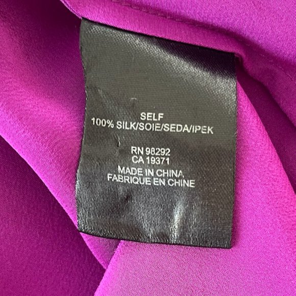 Tibi Purple Silk Long Sleeve Split Neck Top - Picture 4 of 4